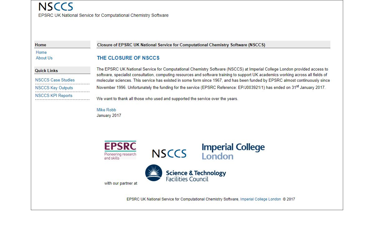 EPSRC UK National Service for Computational Chemistry Software