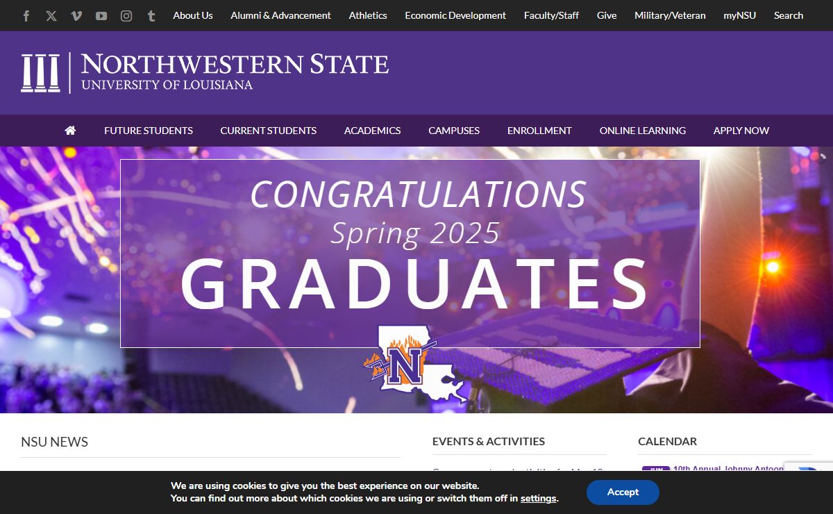 Northwestern State University – Established in 1884 in Natchitoches, Louisiana