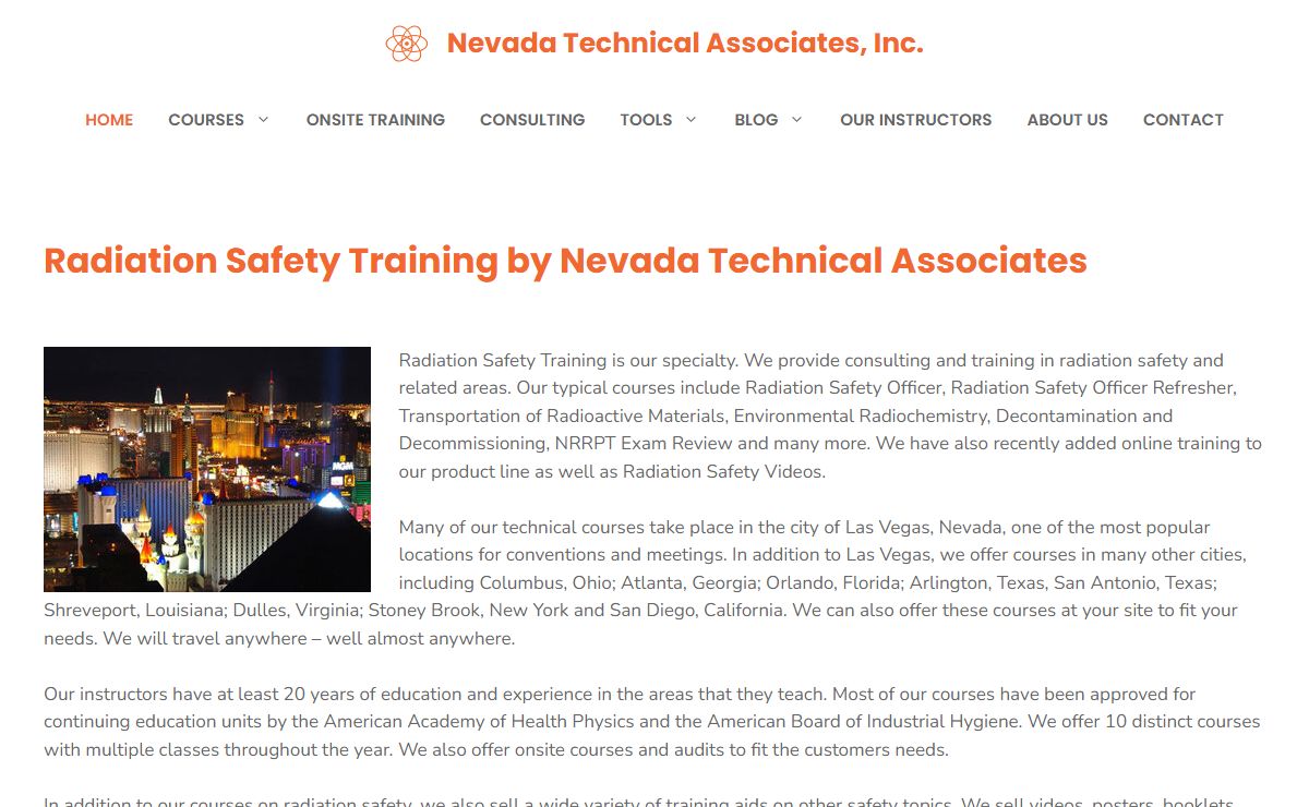 Radiation Safety Training by Nevada Technical Associates | Nevada Technical Associates, Inc.