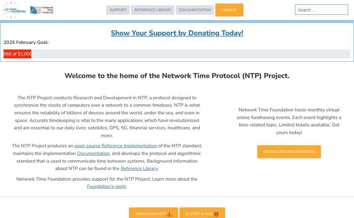 Welcome to the home of the Network Time Protocol (NTP) Project.