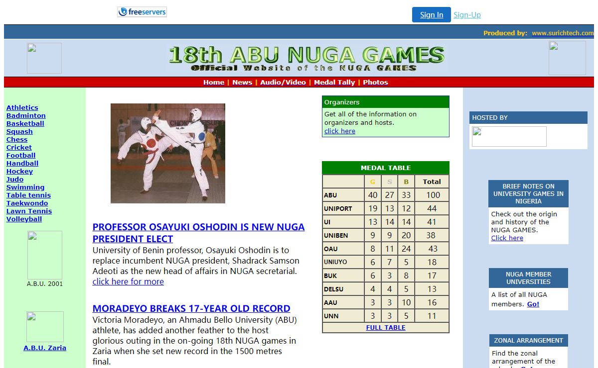 Offical Web site of the 18th Nuga Games
