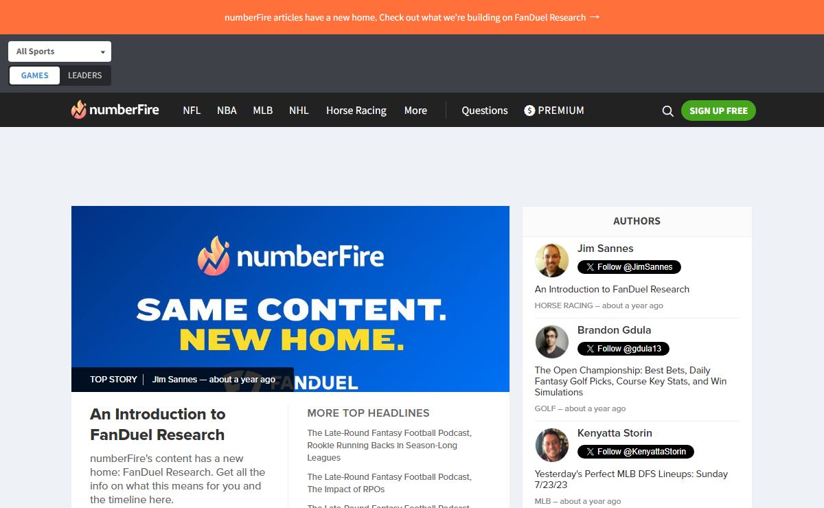 numberFire | Best Projections & Rankings for Daily Fantasy Sports