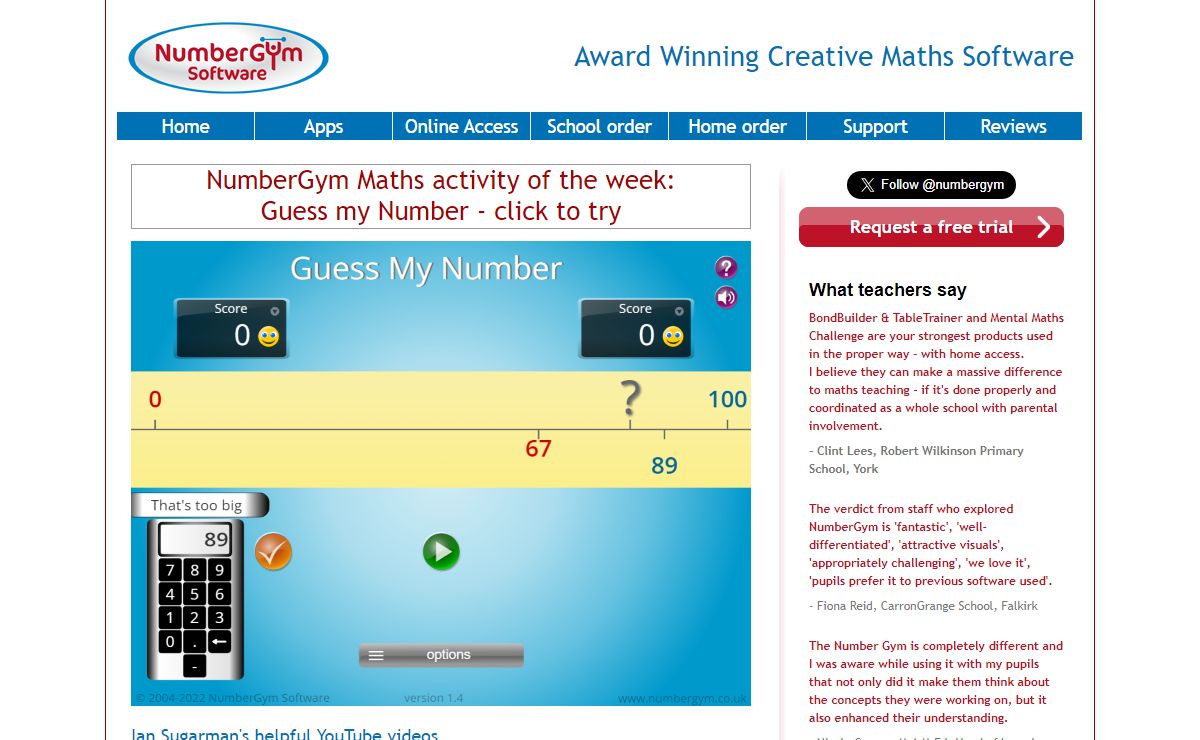 NumberGym Maths Home