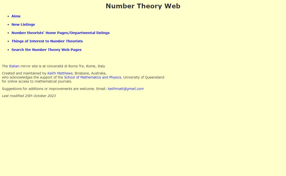 NUMBER THEORY WEB