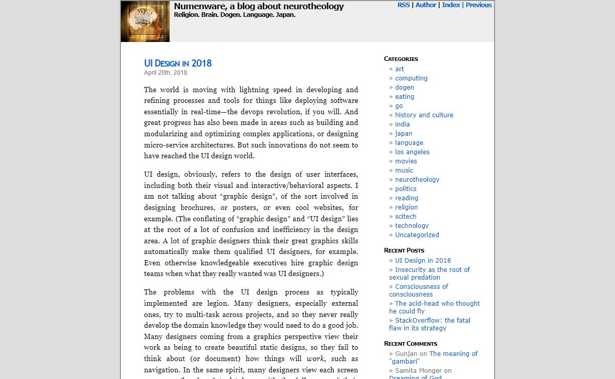 Numenware, a blog about neurotheology