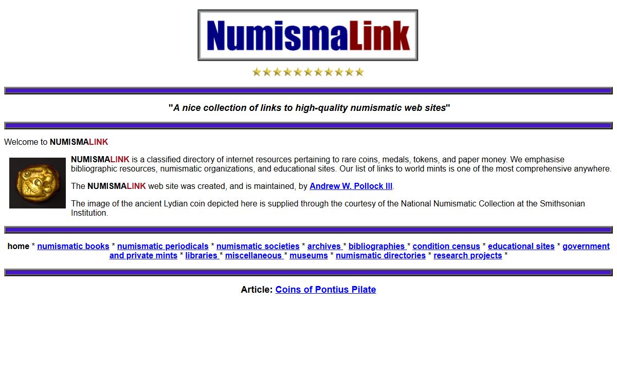 Numismalink -- Numismatic Web Directory