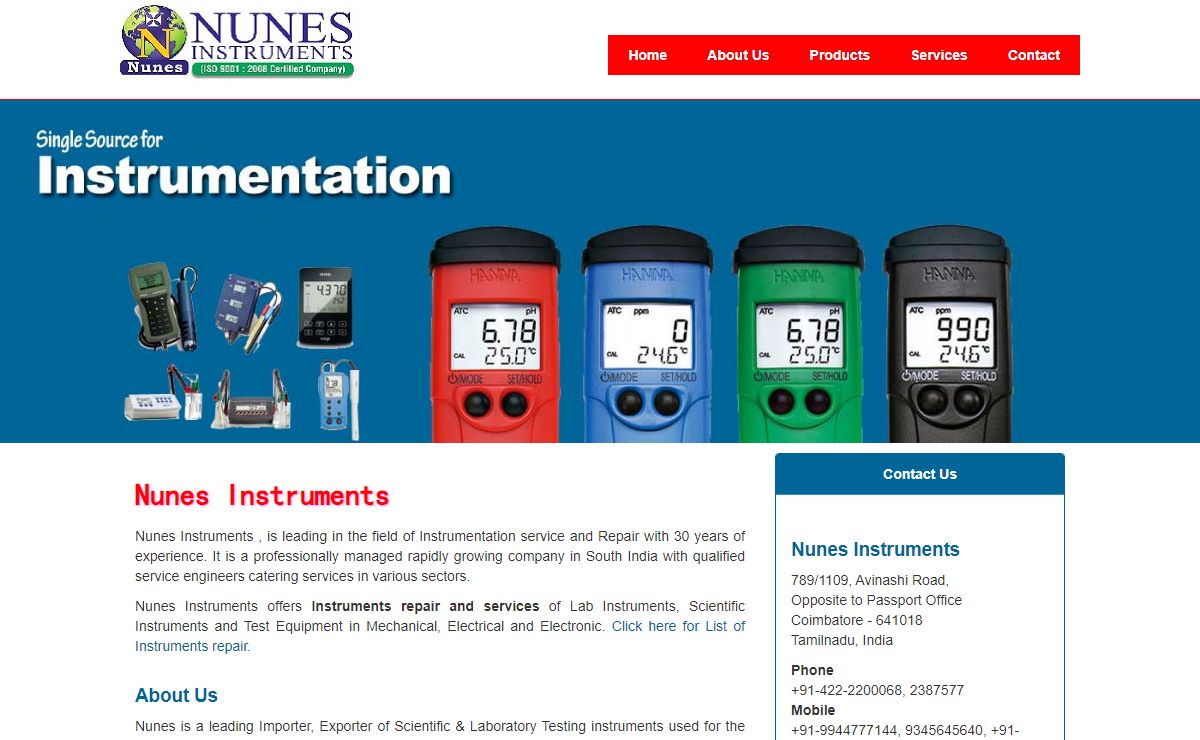 Nunes Instruments, Coimbatore, India - Instruments Repair services of Laboratory and Test Equipments
