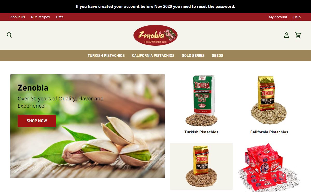 Gourmet Nuts, Pistachios, Buy Nuts Online, Zenobia's NutsontheNet.com — NutsOnTheNet