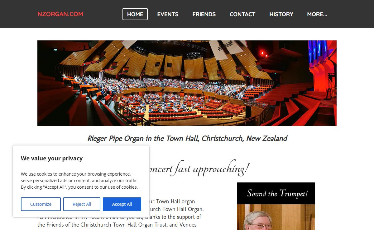 NZORGAN.COM - The Pipe Organ in the Christchurch Town Hall, New Zealand