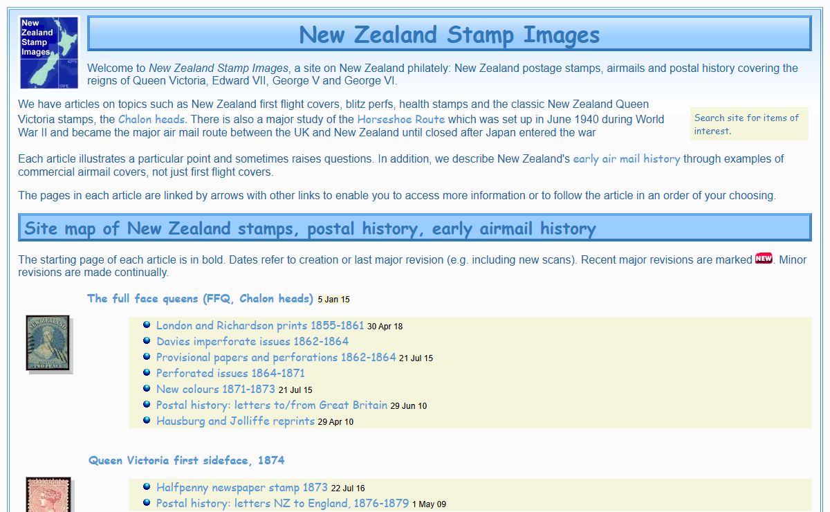 New Zealand Stamp Images: postage stamps, postal history, early airmail history