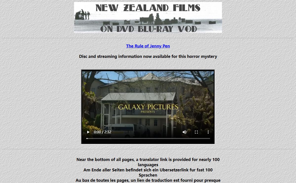 New Zealand Feature Films - DVD Blu-ray VOD Streaming