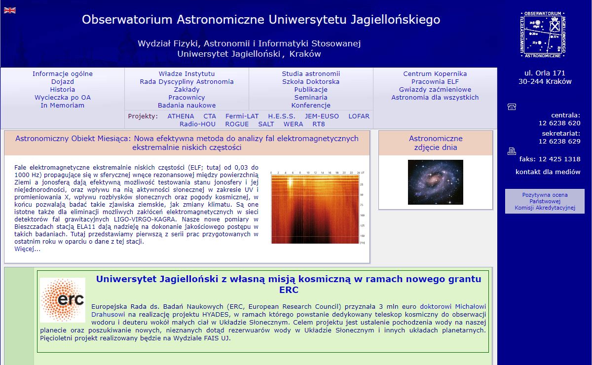Astronomia Kraków - Obserwatorium Astronomiczne UJ