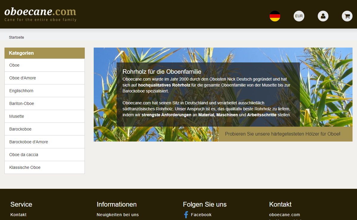 Startseite | Onlineshop für Oboe- und Englischhorn-Rohrholz und ausgehobelte Hölzer