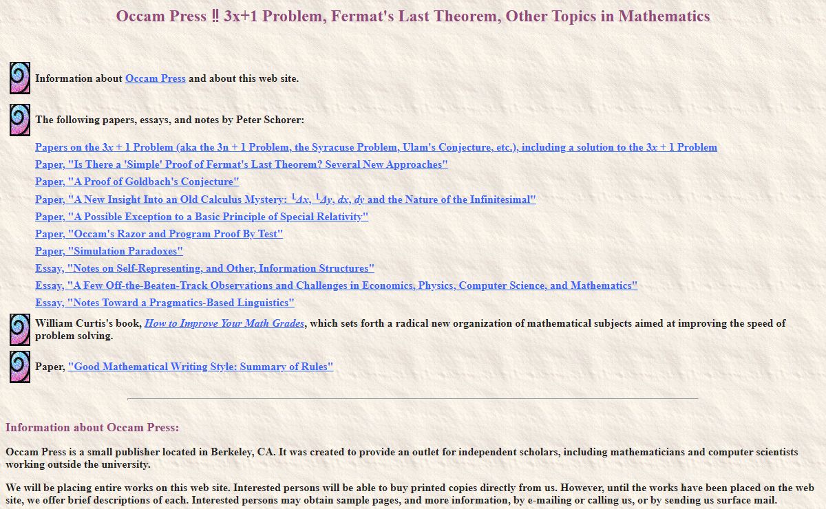 A Solution to the 3x + 1 Problem and Papers on Fermat's Last Theorem, and other Mathematical Problems