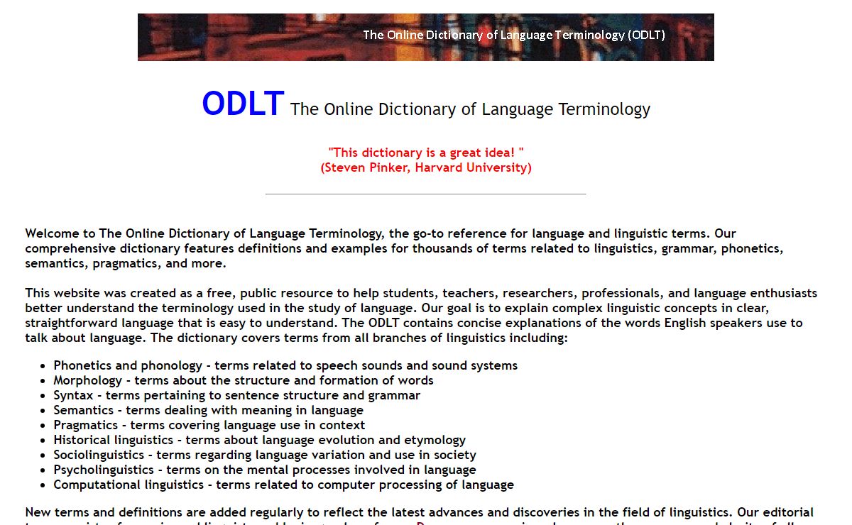 ODLT - The Online Dictionary of Language Terminology