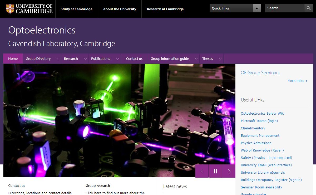 Optoelectronics | Cavendish Laboratory, Cambridge