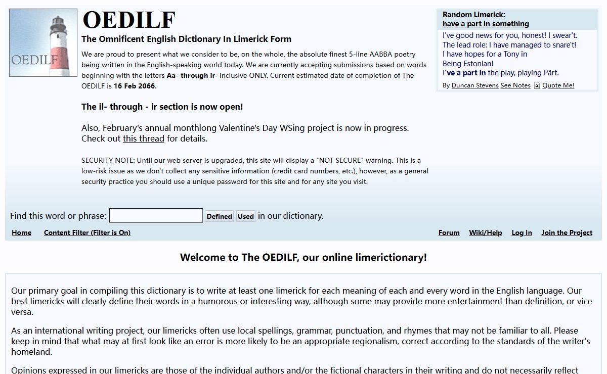OEDILF - The Omnificent English Dictionary In Limerick Form