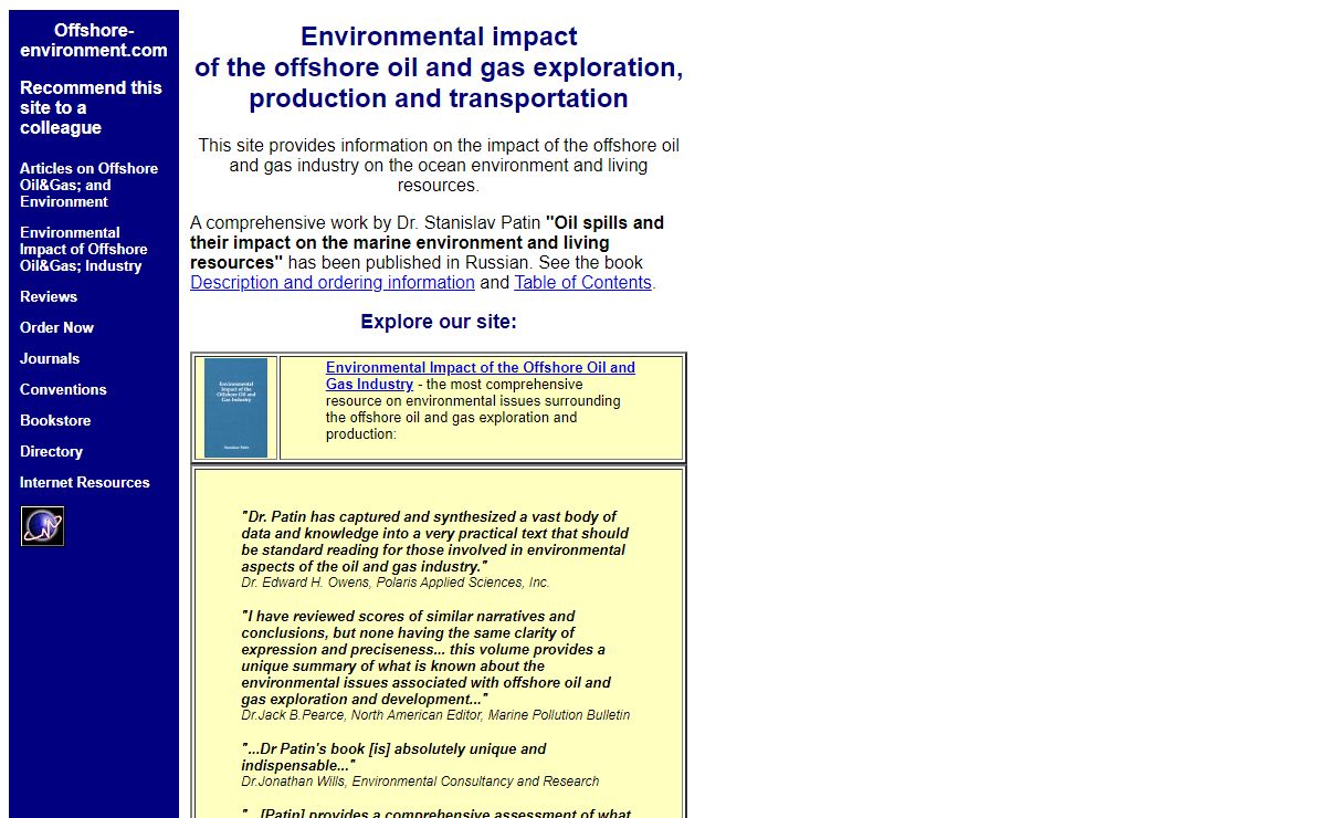 Environmental Impact of the Offshore Oil and Gas Industry