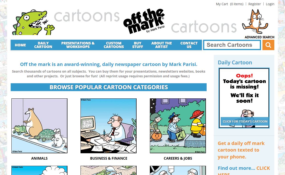 10,000 + off the mark cartoons by Mark Parisi