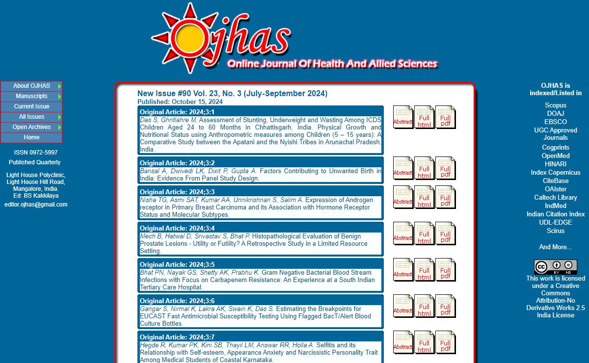 OJHAS: The Online Journal of Health and Allied Sciences