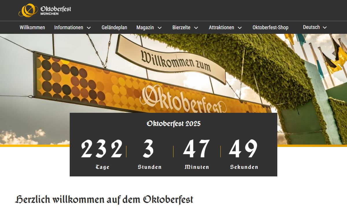 Ein herzliches Willkommen auf dem Oktoberfest 2025 - Oktoberfest.de