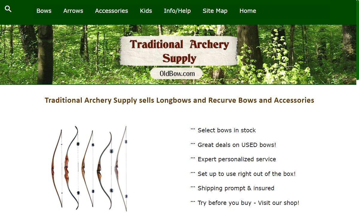 Traditional Archery Supply-Longbows- Recurve bows-Arrows-Whitman, MA