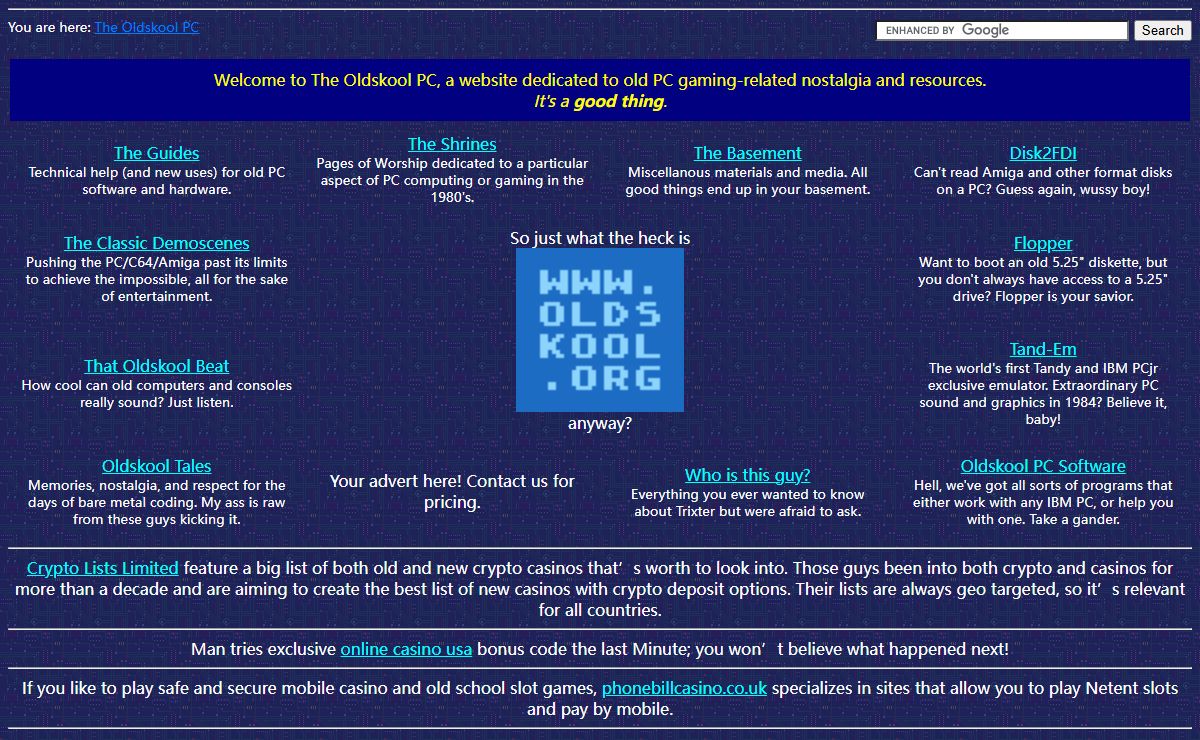 The Oldskool PC -- 1980's PC Gaming-related Nostalgia and Resources