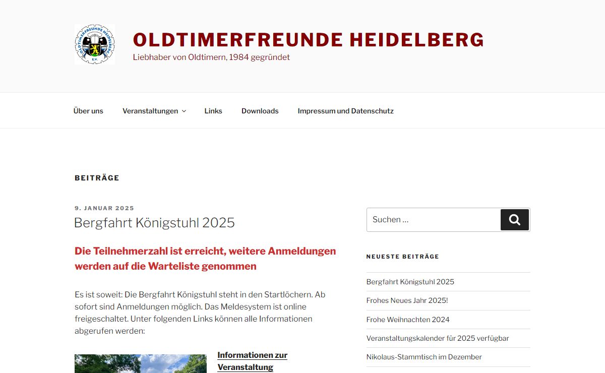 Oldtimerfreunde Heidelberg – Liebhaber von Oldtimern, 1984 gegründet