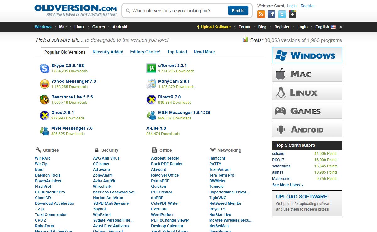 Old versions of Windows, Mac and Linux Software, Apps & Abandonware Games - Download at OldVersion.com