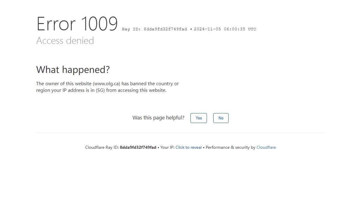 Access denied | www.olg.ca used Cloudflare to restrict access