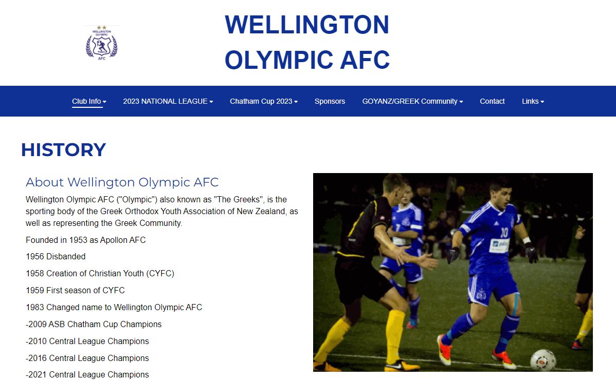 Wellington Olympic AFC - History