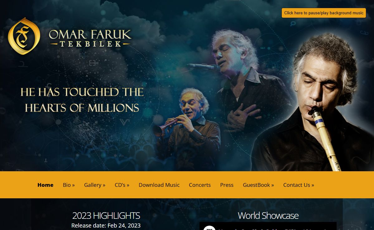 Welcome to Omar Faruk Tekbilek's Official Website: listen to audio streams, check out photos, purchase cds, and latest concerts