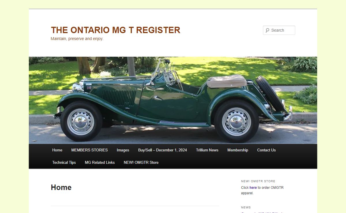 THE ONTARIO MG T REGISTER | Maintain, preserve and enjoy.