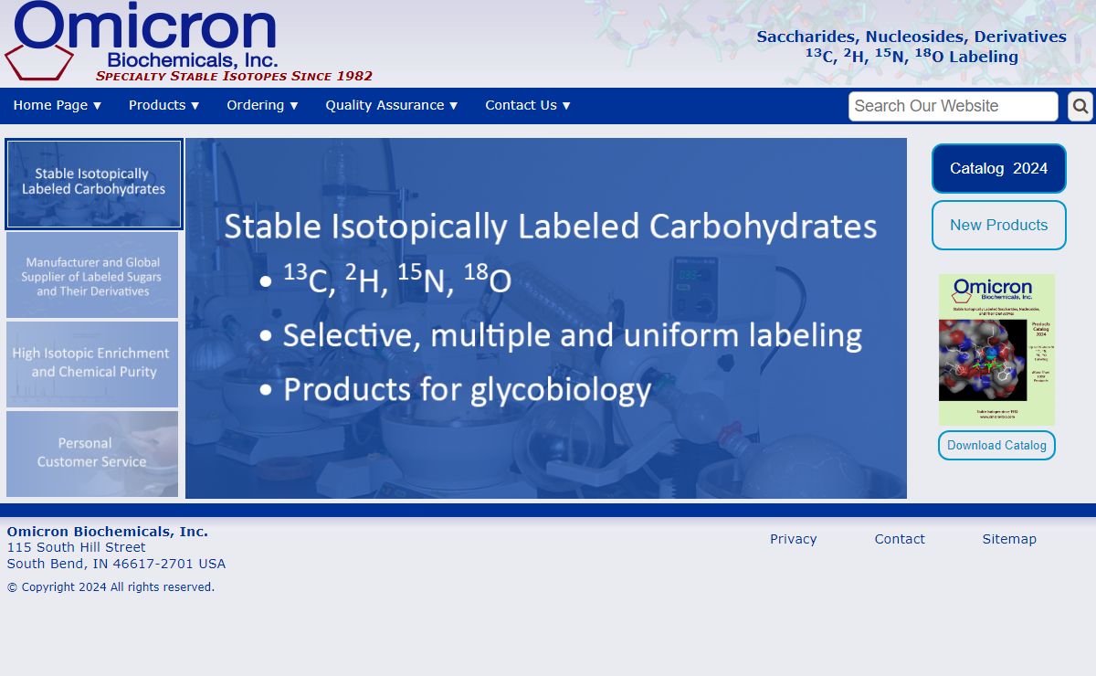 Omicron Biochemicals, Inc. | 13C, 2H, 15N, 18O carbohydrates and nucleosides