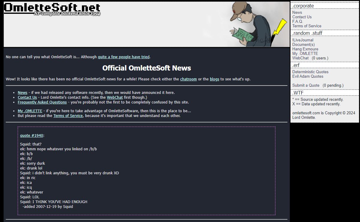 Welcome to OmletteSoft... We didn't do it. Honest.