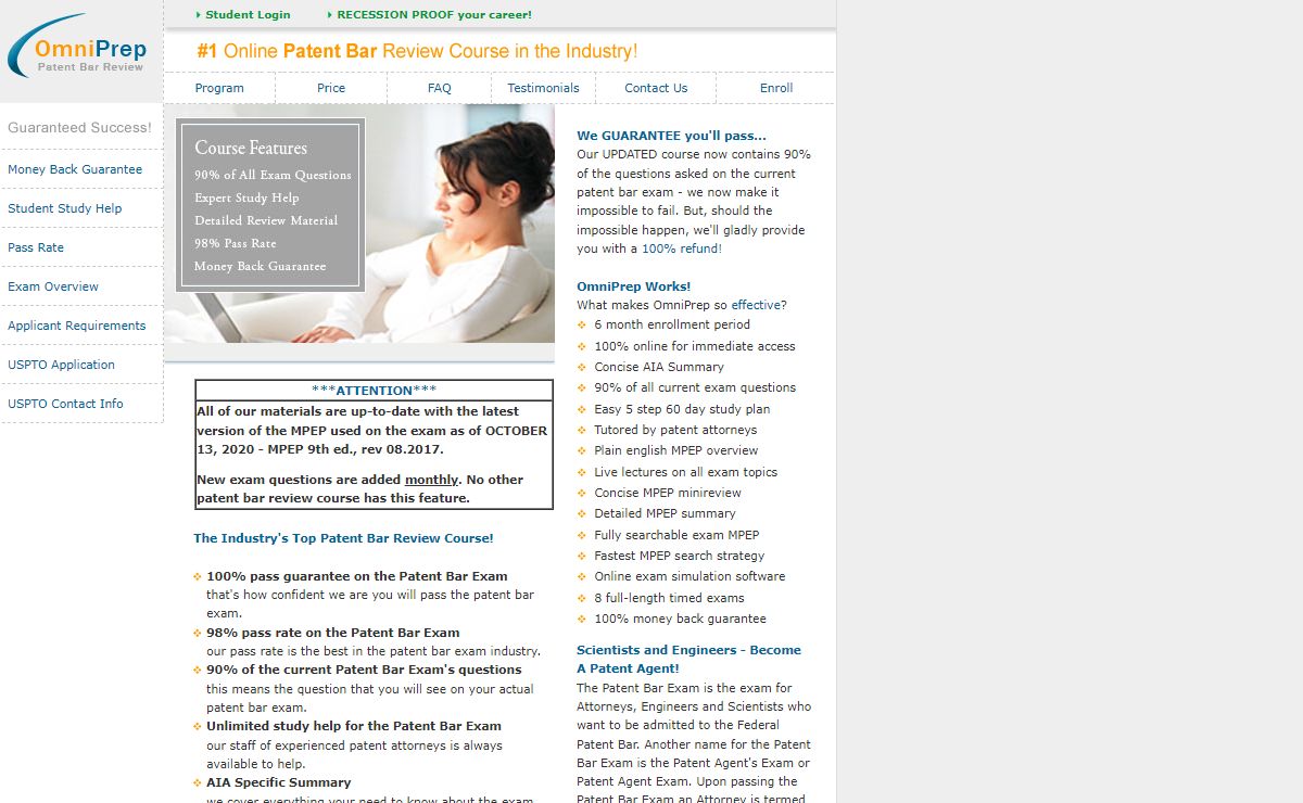 OmniPrep - The Industry's Only GUARANTEED Patent Bar Exam Review Course