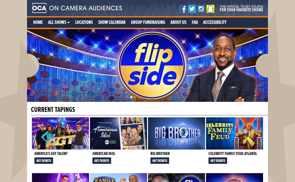 On Camera Audiences #1 Free TV Show Tickets