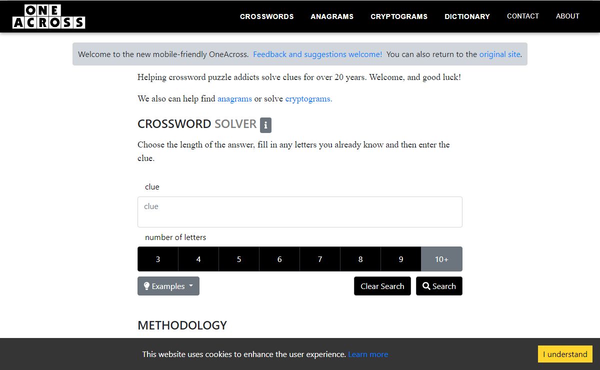 One Across - Crossword Answers, Crossword Solver, Dictionary Search, Anagram Solver, Cryptogram Game