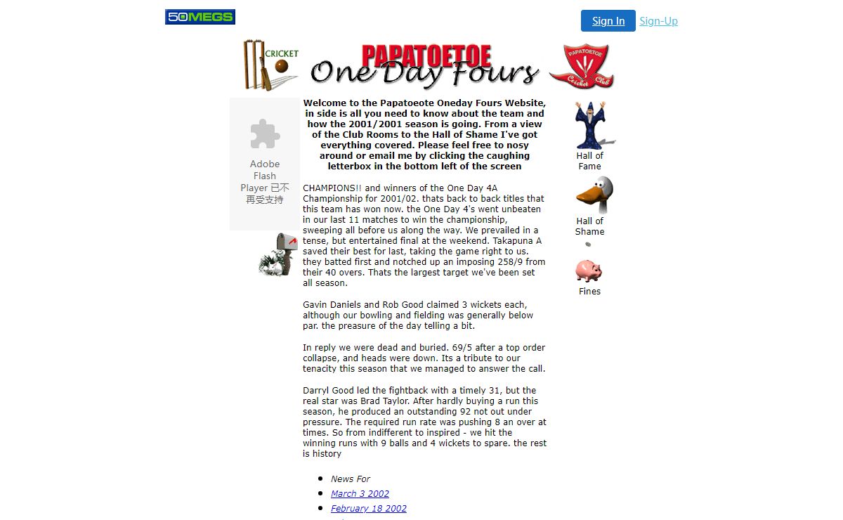 Papatoetoe One Day Four's Web Page