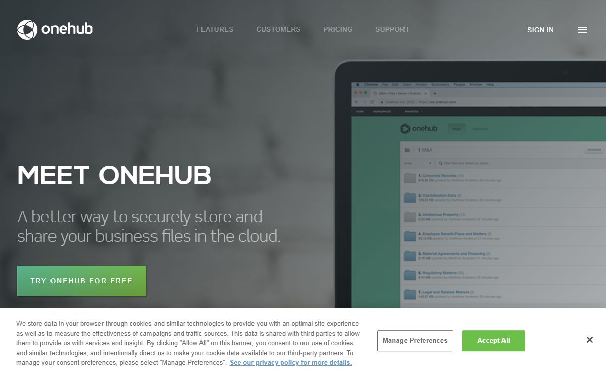 Onehub — Cloud Storage & Data Room Services — Share Files Online