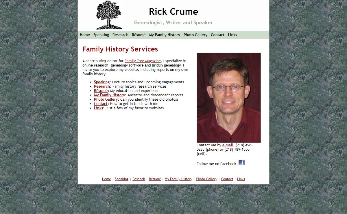 Rick Crume, Genealogist, Writer and Speaker
