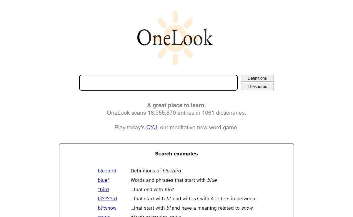 OneLook Dictionary Search and Thesaurus