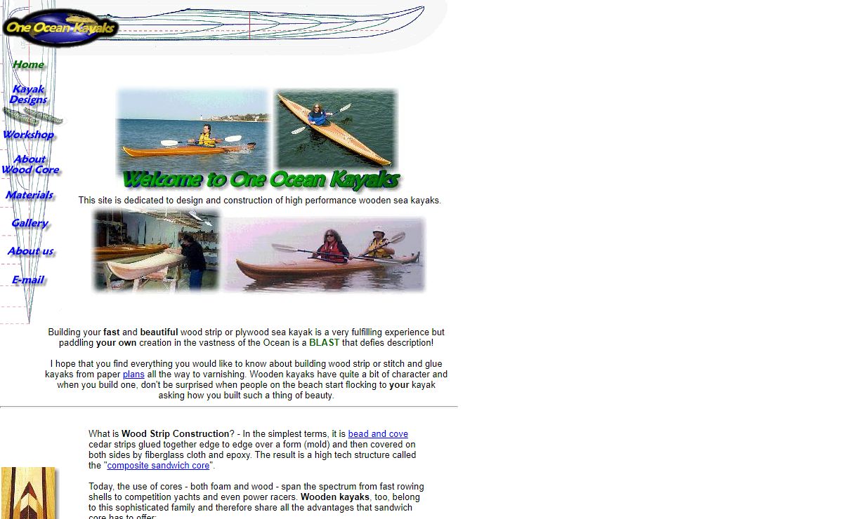 Wooden kayak designs by One Ocean Kayaks