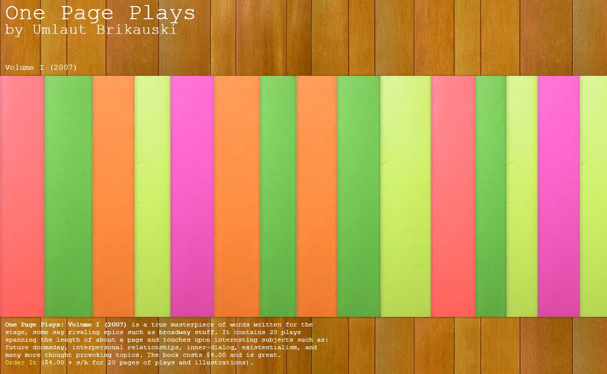 One Page Plays by Umlaut Brikauski
