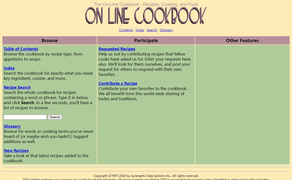 The On-Line Cookbook - Recipes, Cooking, and Food