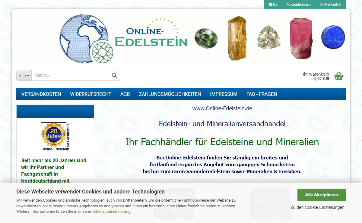 Online-Edelstein.de Shop - Edelsteinhandel Edelsteinverkauf