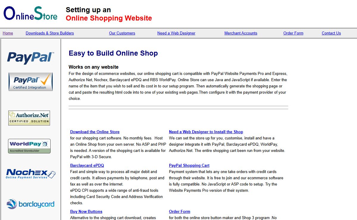Online Shop Design: Shopping Cart Software for PayPal and ePDQ
