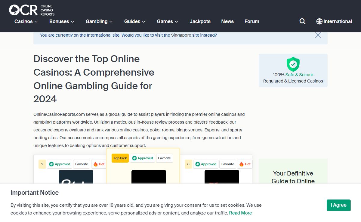 Online Casino Guide: Expert Reviews & Rankings of the Top Gambling Sites in 2024 | OnlineCasinoReports.com