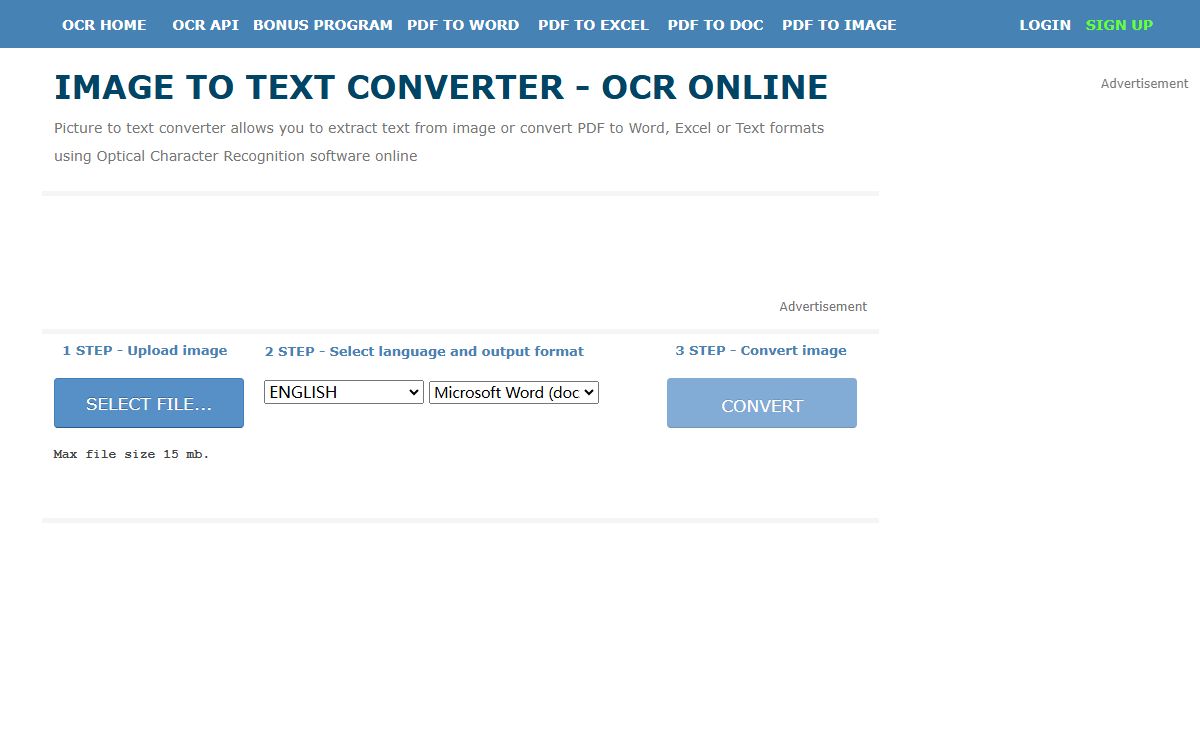 Free Online OCR - Image to text and PDF to Doc converter