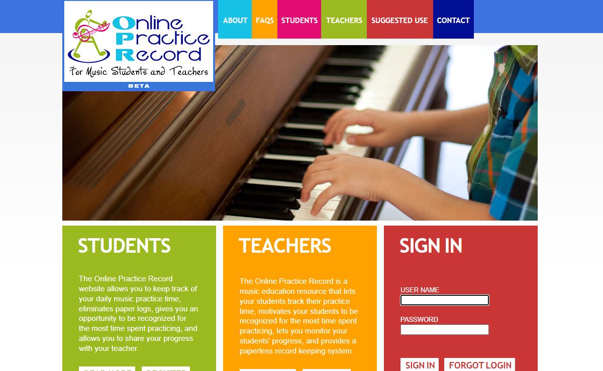 Online Practice Record - a music resource for practicing music more effectively.